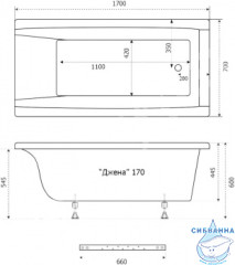Акриловая ванна Тритон Джена 170x70