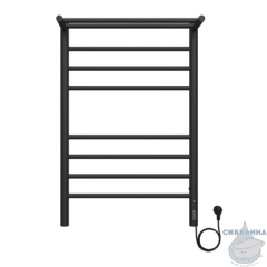 Полотенцесушитель электрический Terminus Аврора П8 50х80 с полкой (черный матовый) (с возможностью скрытого подключения)