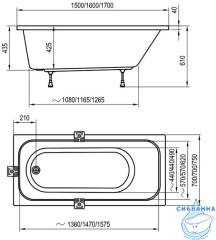 Акриловая ванна Ravak Domino 160x70 с ножками