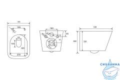 Комплект подвесной унитаз ABBER Rechteck AC1201 белый с инсталляцией AC0108 и кнопкой AC0124MB черная матовая