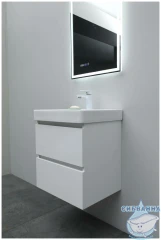 Тумба Aquanet Вега 50 с раковиной Aquanet Ирис 50 белый глянцевый