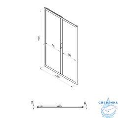 Дверь в нишу Тритон Слайд 120х185 профиль хром, стекло полосы