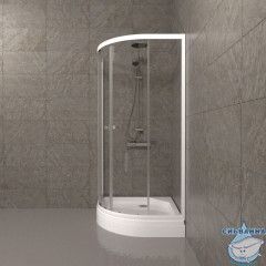 Душевое ограждение Тритон Ультра 90x90 профиль белый, стекло прозрачное Щ0000061806 (с поддоном)