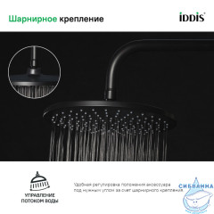 Верхний душ Iddis Optima Home 23 см OPH22BRi64  (черный матовый)