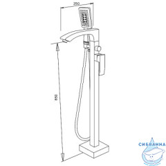 Смеситель для ванны на пол Gappo G3007-8 с аксессуарами (белый/хром)