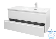 Тумба подвесная 100 см R Jacob Delafon Madeleine EB2055-J51 (2 ящика ) с раковиной Jacob Delafon Vox 100 белый матовый