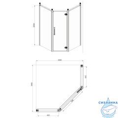 Душевое ограждение Azario Ontario 100x100 профиль золото, стекло прозрачное AZ-NBB3231 1000 GOLD			 (без поддона)