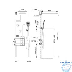 Душевая система Vincea 280 2 режима VSFW-103TCH (хром)