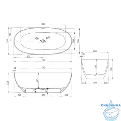 Ванна из искусственного камня ABBER Stein 170x75 AS9624-1.7