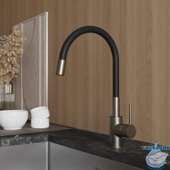 Смеситель для кухни с гибким изливом, сатин, Meal, Milardo, M01BN0FM05