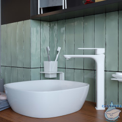 Смеситель для раковины Iddis Slide SLIWT01i01 (без донного клапана) (белый матовый)