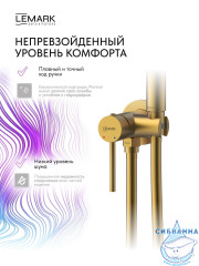 Встраиваемый смеситель с гигиеническим душем Lemark Калина LMF-2118S-BRG (брашированное золото)