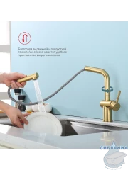 Смеситель для кухни Raglo R86.49.03 (сатин золотой)