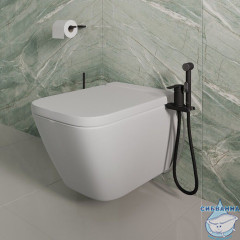 Смеситель с гигиеническим душем с установкой на унитаз, черный матовый, Tidy, Milardo, 001BL00M08