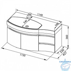 Тумба под раковину Aquanet Опера 115 L белый 2 дверцы 2 ящика 169613