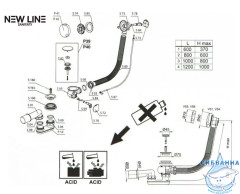 Слив-перелив для ванн New Line Sanitary SL-80NG (никель)
