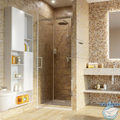 Дверь в нишу Wasserkraft Salm 100 см профиль хром, стекло прозрачное 27I12