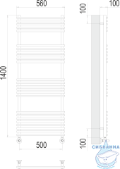 Полотенцесушитель водяной Terminus Ватра П25 50х140 (нижнее подключение)
