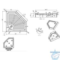 Акриловый поддон Azario 90x90 P39 R/L