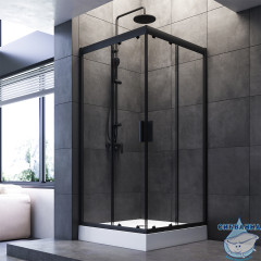 Душевое ограждение Am.Pm Gem W90G-403-090BT 90x90 профиль черный, стекло прозрачное (без поддона)