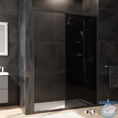 Дверь в нишу AM.PM GemW90G-140-1-195BG 140 см профиль черный, стекло тонированное