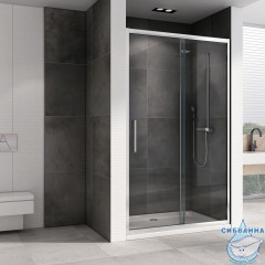 Дверь в нишу Abber Schwarzer Diamant 170x195 профиль хром, стекло прозрачное AG30170H