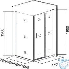 Дверь в нишу Bas Cofe WTW-110-C-CH профиль хром, стекло прозрачное