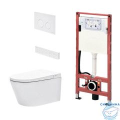 Инсталляция TECEspring Smart L с кнопкой смыва в комплекте с унитазом-биде TECEspring c сиденьем Soft close (микролифт) S955797