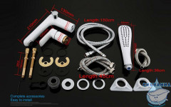 Смеситель для ванны на борт Gappo G1148 с аксессуарами (хром/белый)