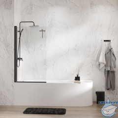 Шторка для ванны Wasserkraft  Berkel 48P01-80BLACK 80x140 профиль черный, стекло прозрачное