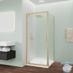 Душевое ограждение Veconi Оттимо 90x90 профиль брашированное золото, стекло матовое OP30G-SP-9090-07-C9 (без поддона)