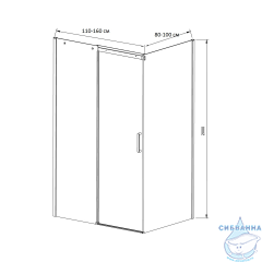 Душевое ограждение Vincea Dice 130x80 профиль черный, стекло прозрачное VSR-4D8013CLB