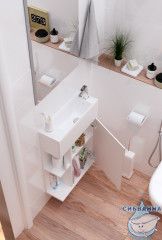 Тумба подвесная 1Марка Stretto 50П (1 дверка) с раковиной  белый У94716