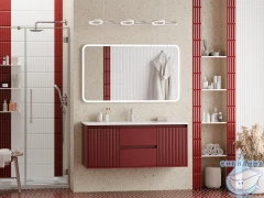 Тумба подвесная Brevita Wine 120 бордовый с раковиной Brevita Onda 120