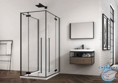 Душевое ограждение ABBER Eins  AG06099B 90x90 профиль черный, стекло  прозрачное (без поддона)