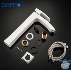 Смеситель для раковины Gappo G1007-18 (без донного клапана) (хром/белый)