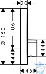 Встраиваемый смеситель для ванны Hansgrohe ShowerSelect S 15748000