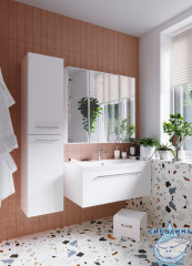 Тумба подвесная 1Marka Соната 90 (1 ящик) с раковиной Анита 90 белый глянец