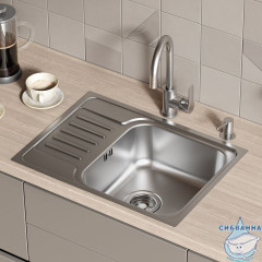 Мойка, нерж. сталь, шелк, с крылом, 605*440*180, Sound, IDDIS, SND60SDi77