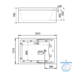 Акриовая ванна Gemy G9061 B L 181х121 с гидромассажем