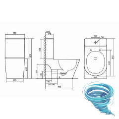 Унитаз напольный безободковый со смывом торнадо Azario Berton с бачком и сиденьем Soft Close (микролифт) AZ-6093