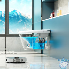 Унитаз подвесной безободковый, импульсный Abber Bequem AC1119S с сиденьем Soft Close (микролифт) (белый матовый)