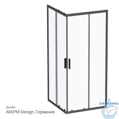 Душевое ограждение Am.Pm Gem 90x90 W93G-403-090BT профиль черный, стекло прозрачное (без поддона)