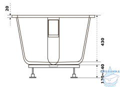 Ванна из искусственного камня Bas Афина 170х75 (с каркасом)