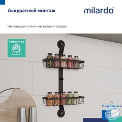 Двухъярусная прямая полка, проволока стальная, черный матовый, Easy, Milardo, EAS0WS2M44