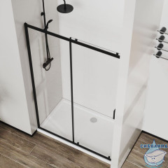 Дверь в нишу Vincea Сити 130 профиль черный, стекло прозрачное VDS-5CT130CLB