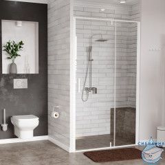 Дверь в нишу Wasserkraft Neime 120 см профиль белый, стекло прозрачное 19P05