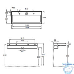 Раковина 120 см Jacob Delafon Terrace EXB112-00
