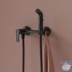 Смеситель с гигиеническим душем, матовый черный, Ray, IDDIS, RAYBL00i08