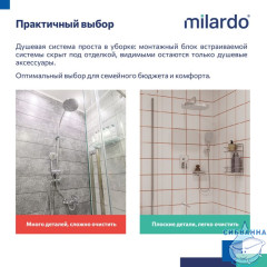 Душевая система скрытого монтажа с тропическим душем, ручным душем и изливом, глянцевый хром, Azure, Milardo, AZUSB03M68